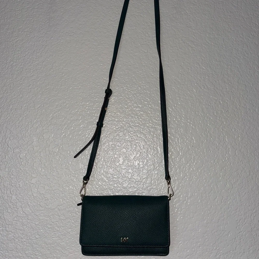 Michael Kors Pebbled Leather Convertible Crossbody Bag Green l Shoulder Purse